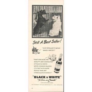 1954 Black & White Blended Scotch Whisky Vintage Print Ad (L6)